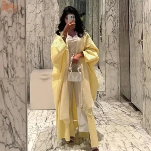 عباية أنيقة بأكمام واسعة من الكيمونو بتصميم أنيق وعصري من Uni Fashion، رداء إسلامي تركي مغربي كاجوال، جلابية