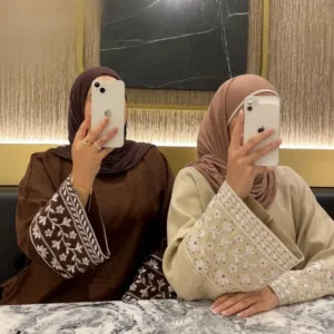 عباية بسيطة مطرزة ملابس خارجية فستان رمضان عبايات فساتين إسلامية قفطان دبي رداء صلاة نسائي ملابس نسائية بحزام