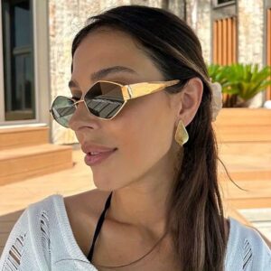 نظارات بانك عصرية متعددة الأضلاع للنساء، نظارات بإطار معدني، نظارات بانك فريدة للرجال